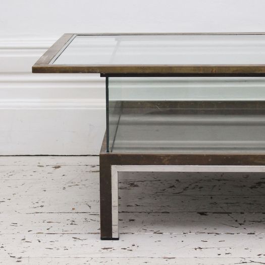 A 1950's Brass, Chrome & Glass Italian Console with Sliding Top