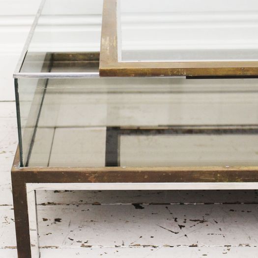 A 1950's Brass, Chrome & Glass Italian Console with Sliding Top