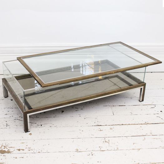A 1950's Brass, Chrome & Glass Italian Console with Sliding Top