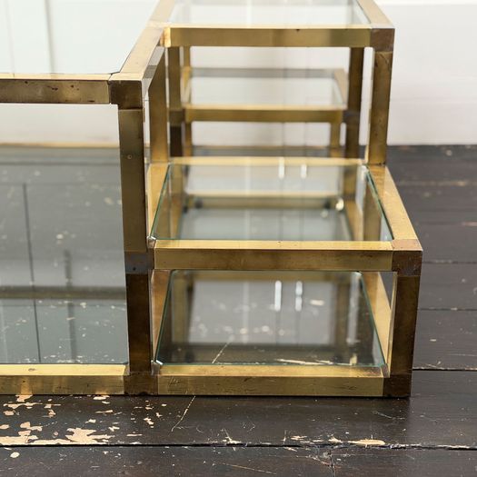 A 1970's Italian Multi-Tiered Brass & Glass Coffee Table