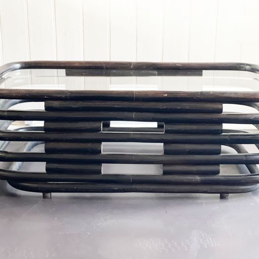 A 1970's Italian Bentwood Sculptural Coffee Table with Glass Top