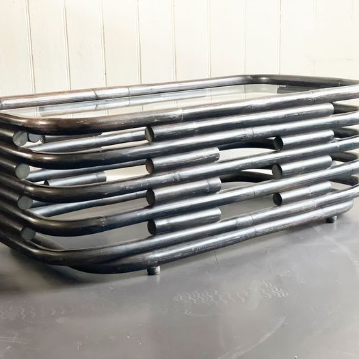 A 1970's Italian Bentwood Sculptural Coffee Table with Glass Top