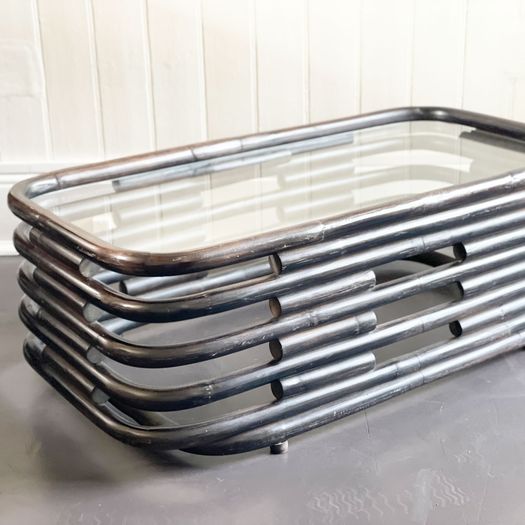 A 1970's Italian Bentwood Sculptural Coffee Table with Glass Top