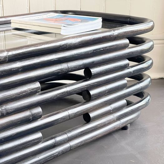 A 1970's Italian Bentwood Sculptural Coffee Table with Glass Top