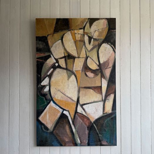 A Large Abstract 1970's Italian Oil on Canvas Life Painting
