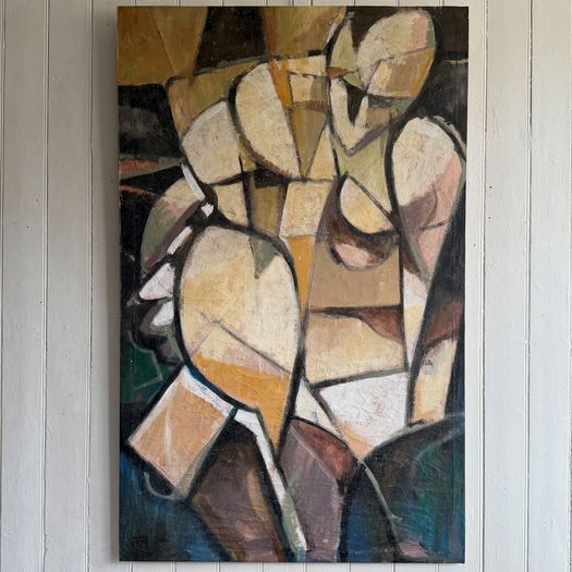 A Large Abstract 1970's Italian Oil on Canvas Life Painting