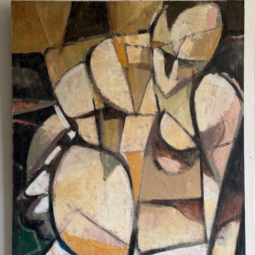 A Large Abstract 1970's Italian Oil on Canvas Life Painting