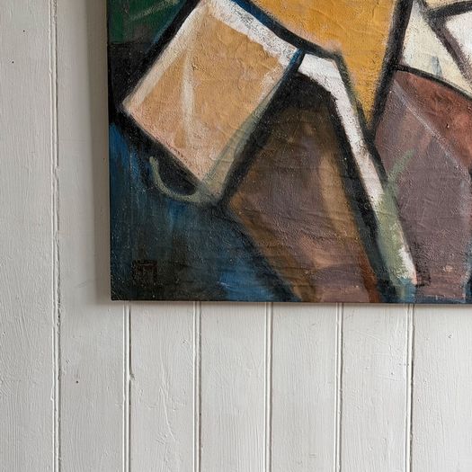 A Large Abstract 1970's Italian Oil on Canvas Life Painting