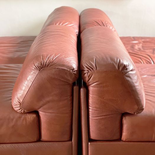 A Set of Four 1970's Italian Modular Leather Lounge Chair Sofas