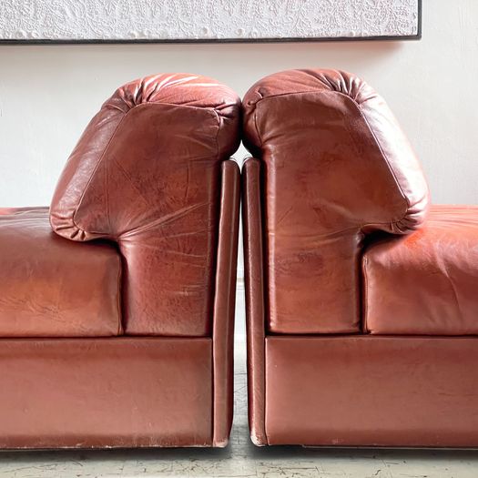 A Set of Four 1970's Italian Modular Leather Lounge Chair Sofas