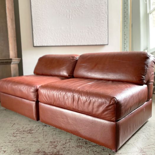A Set of Four 1970's Italian Modular Leather Lounge Chair Sofas