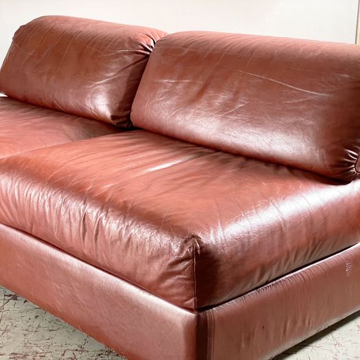 A Set of Four 1970's Italian Modular Leather Lounge Chair Sofas