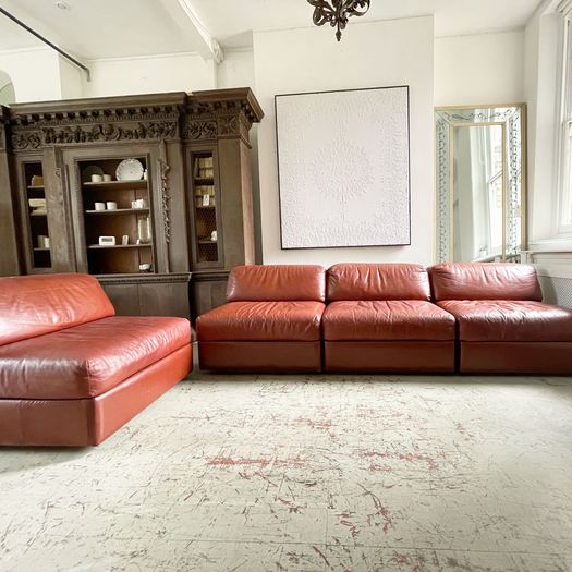 A Set of Four 1970's Italian Modular Leather Lounge Chair Sofas