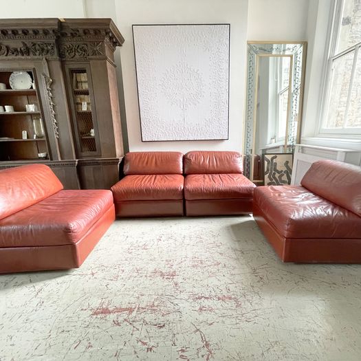 A Set of Four 1970's Italian Modular Leather Lounge Chair Sofas