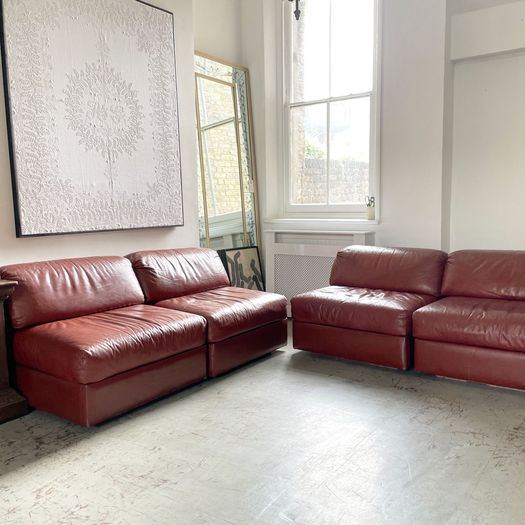 A Set of Four 1970's Italian Modular Leather Lounge Chair Sofas