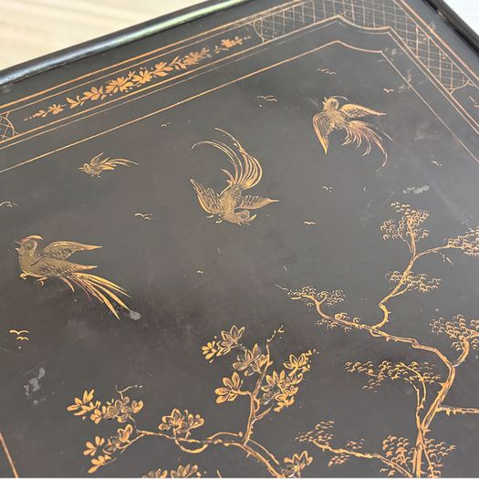 A 1970's French Brass & Chinoiserie Tole Topped Coffee Table