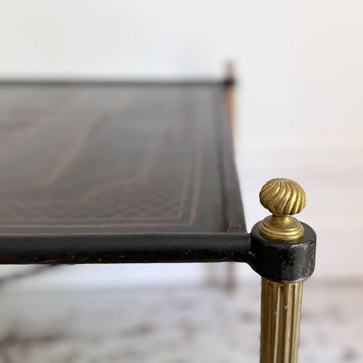 A 1970's French Brass & Chinoiserie Tole Topped Coffee Table
