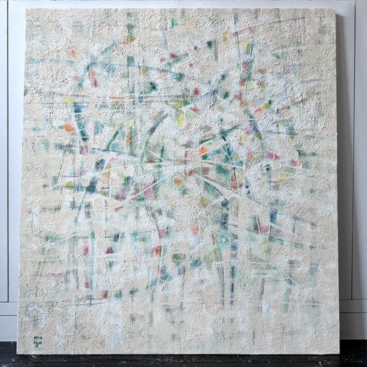 A Large 1970's Pastel Tone Abstract Oil on Canvas from Florence School of Art