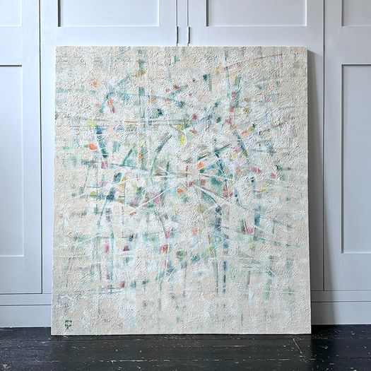 A Large 1970's Pastel Tone Abstract Oil on Canvas from Florence School of Art