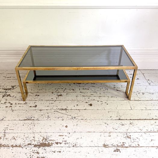A 1970's Italian Brass & Glass Coffee Table