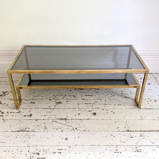 A 1970's Italian Brass & Glass Coffee Table