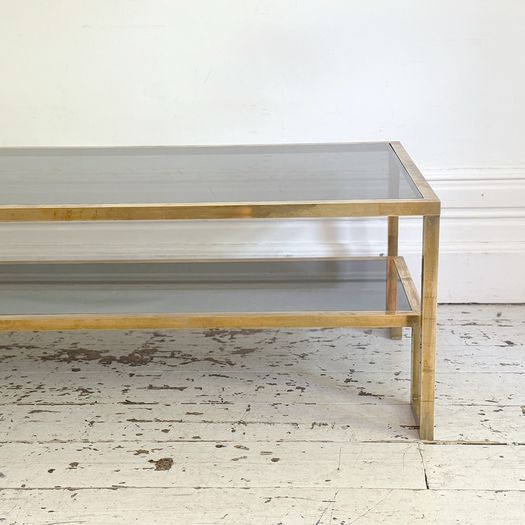 A 1970's Italian Brass & Glass Coffee Table