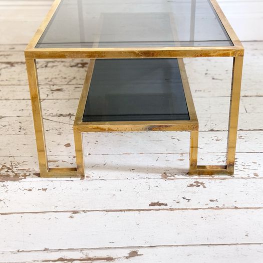 A 1970's Italian Brass & Glass Coffee Table