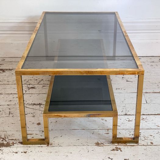 A 1970's Italian Brass & Glass Coffee Table