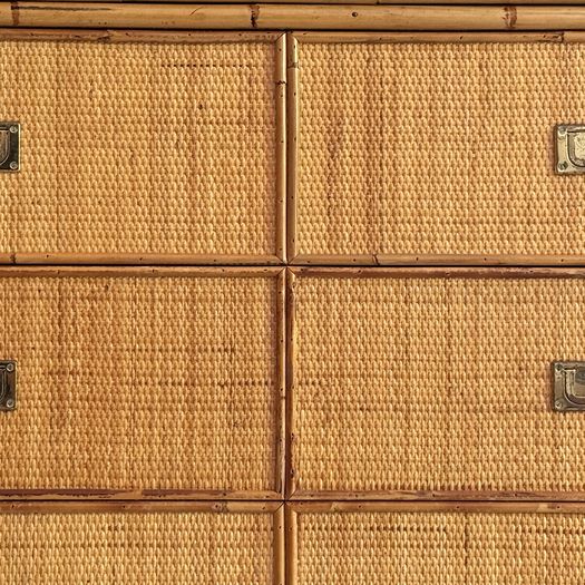A 1970's Vivai Del Sud Italian Rattan & Bamboo Six Drawer Sideboard