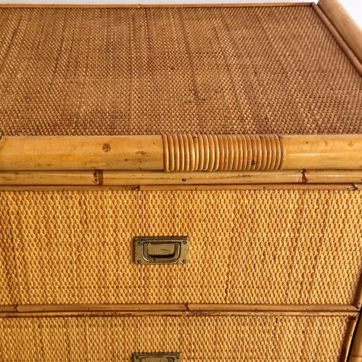A 1970's Vivai Del Sud Italian Rattan & Bamboo Six Drawer Sideboard