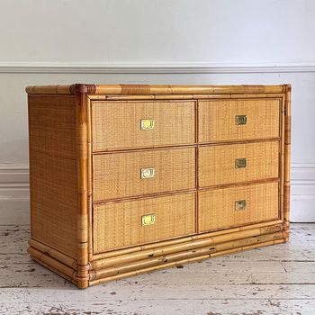 A 1970's Vivai Del Sud Italian Rattan & Bamboo Six Drawer Sideboard