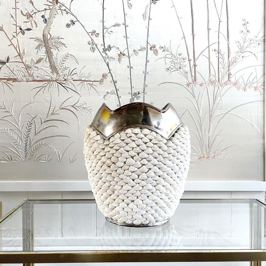 A 1970's Italian Shell Covered Ceramic Vase