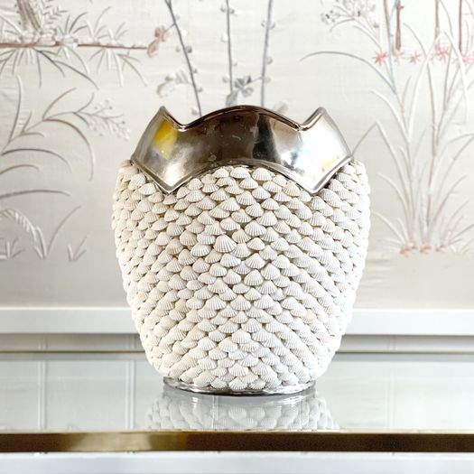 A 1970's Italian Shell Covered Ceramic Vase