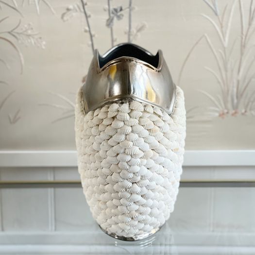 A 1970's Italian Shell Covered Ceramic Vase