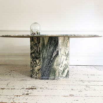 A 1970's Italian Green & White Luna Marble Dining Table