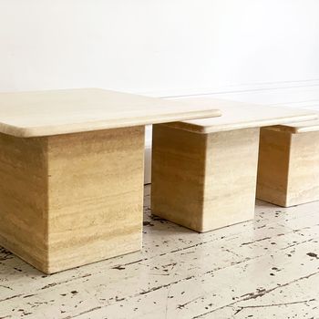 A Nest of 1970's French Travertine Side Tables