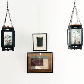 A Pair of Early 20th C Chinese Painted Glass Lanterns