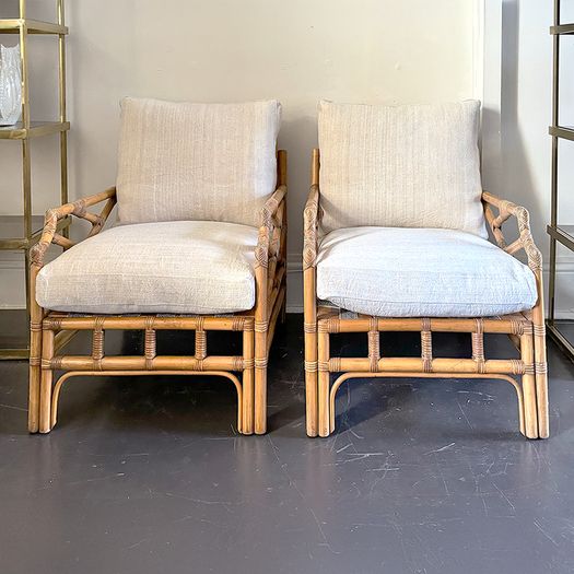 A Pair of 1960's French Bamboo Armchairs