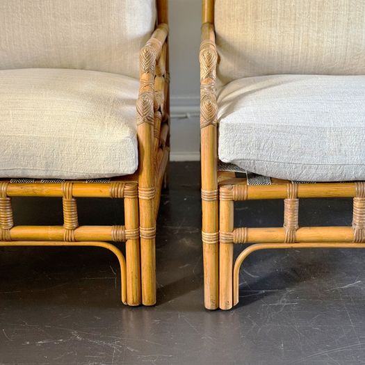 A Pair of 1960's French Bamboo Armchairs