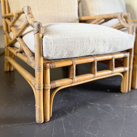 A Pair of 1960's French Bamboo Armchairs