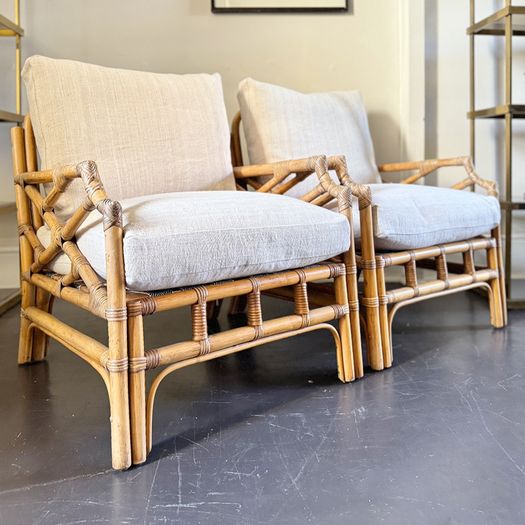 A Pair of 1960's French Bamboo Armchairs