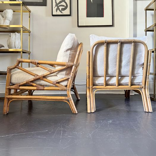 A Pair of 1960's French Bamboo Armchairs