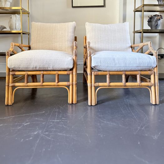 A Pair of 1960's French Bamboo Armchairs