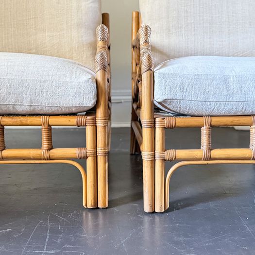 A Pair of 1960's French Bamboo Armchairs