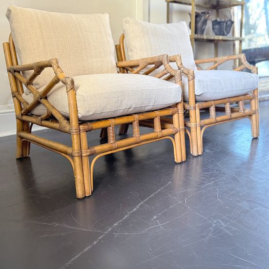 A Pair of 1960's French Bamboo Armchairs