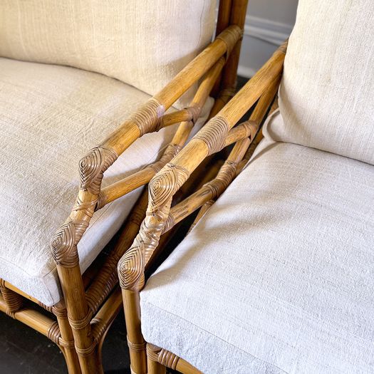 A Pair of 1960's French Bamboo Armchairs