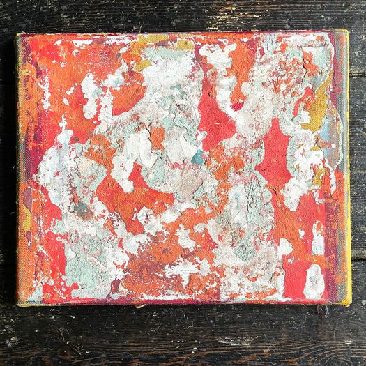 A Small Red Tone Abstract Artwork by Brian Morley Circa 1980