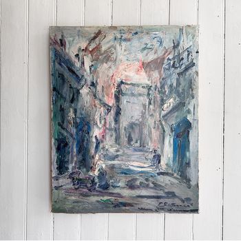 An Abstract Oil on Canvas of Porte St Martin by EV Weinmann