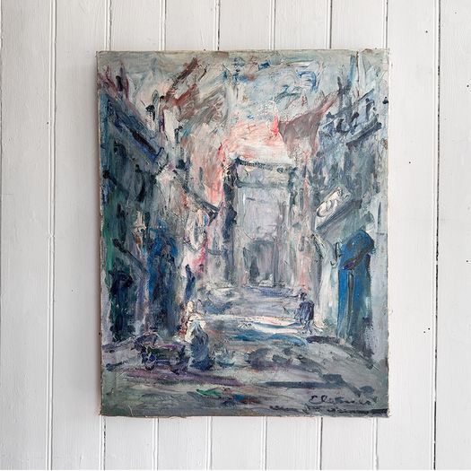 An Abstract Oil on Canvas of Porte St Martin by EV Weinmann