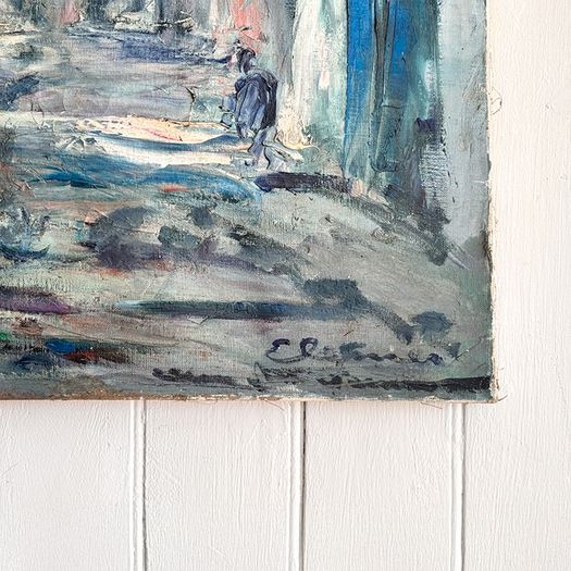 An Abstract Oil on Canvas of Porte St Martin by EV Weinmann